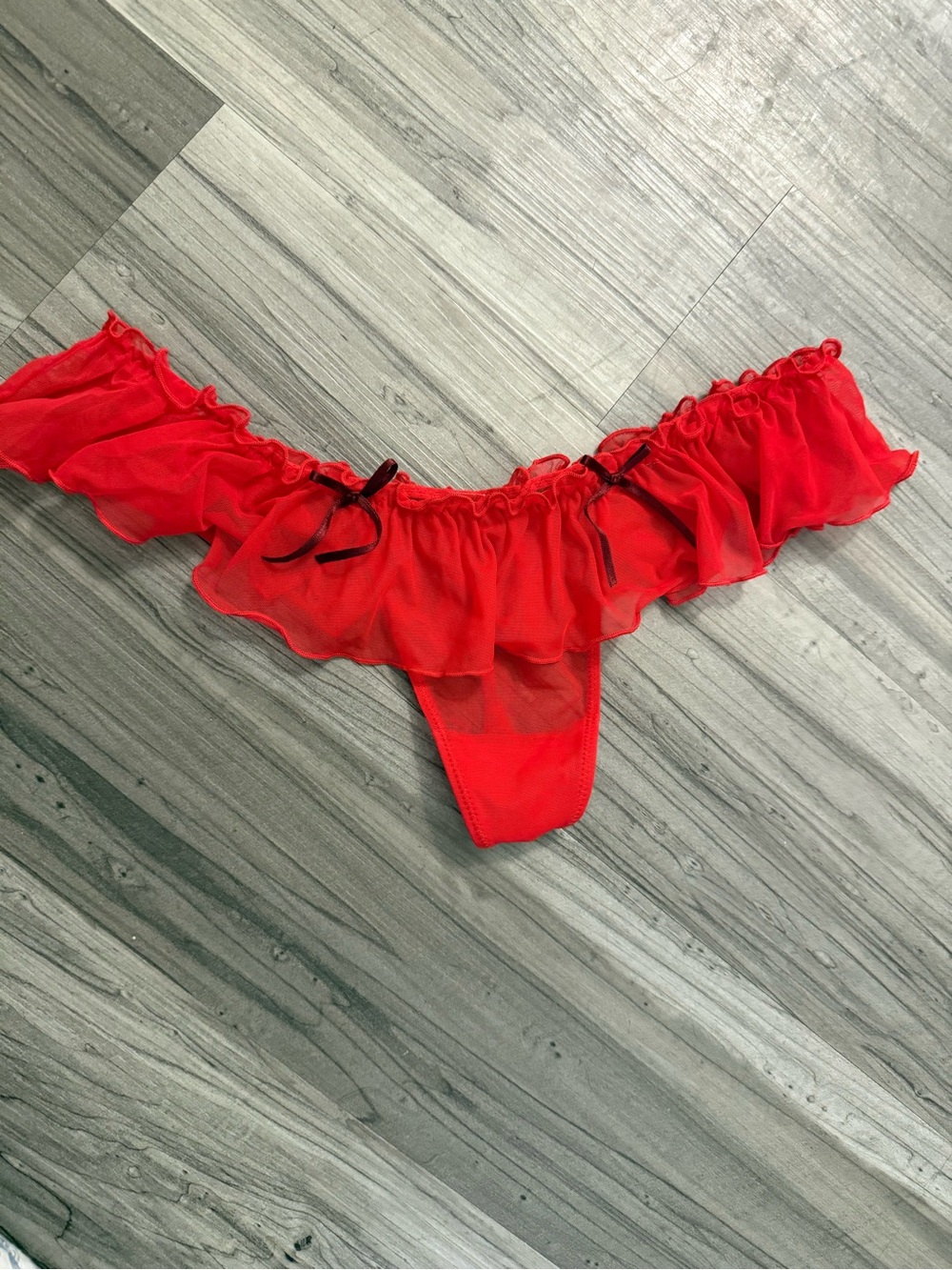 New SKIMS Red Ruffle Sheer Panty